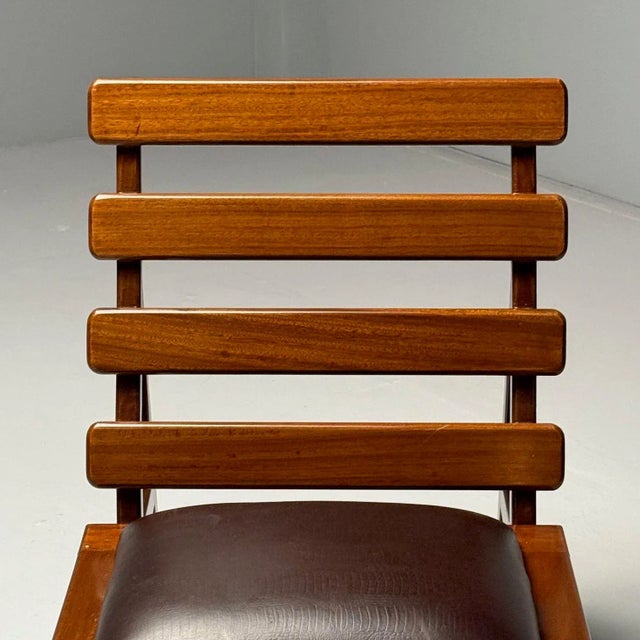 Wood Brazilian Mid-Century Modern, Sculptural Lounge Chairs, Mahogany, Leather For Sale - Image 7 of 10