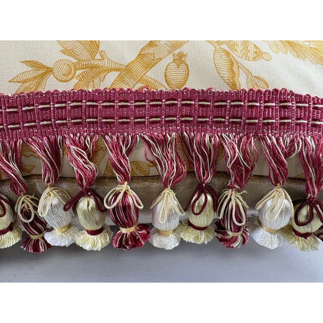 Vintage Travers Tasseled Chinoiserie Cotton Print Pillows/a Pair. For Sale - Image 4 of 11