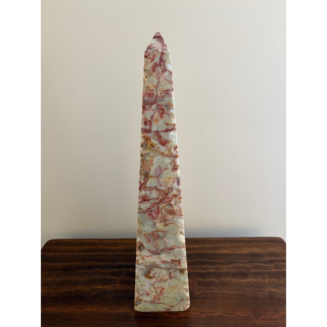 Neoclassical Solid Marble Green and Brown Obelisk For Sale - Image 10 of 13