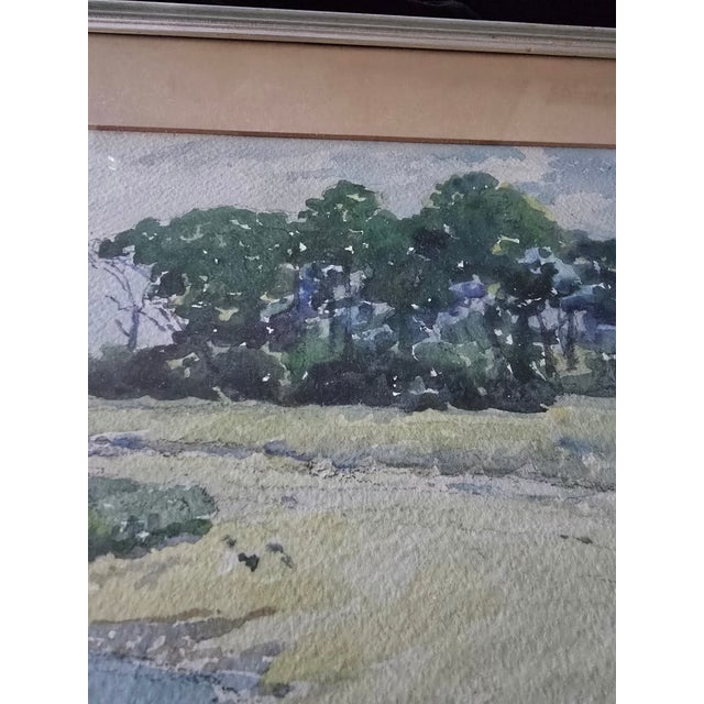 1950s Vintage Mid Century Signed Impressionist Wc Painting Beach For Sale - Image 5 of 9