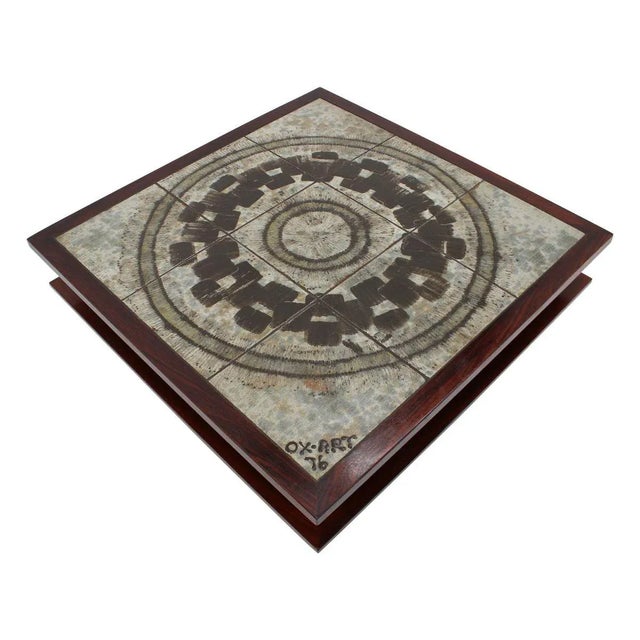 Wood Danish Ceramic Ox Art Coffee Table, 1970s For Sale - Image 7 of 7