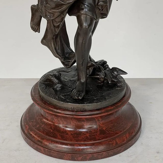 19th Century Statue of Lovers in Spelter on Faux Marble For Sale - Image 12 of 12