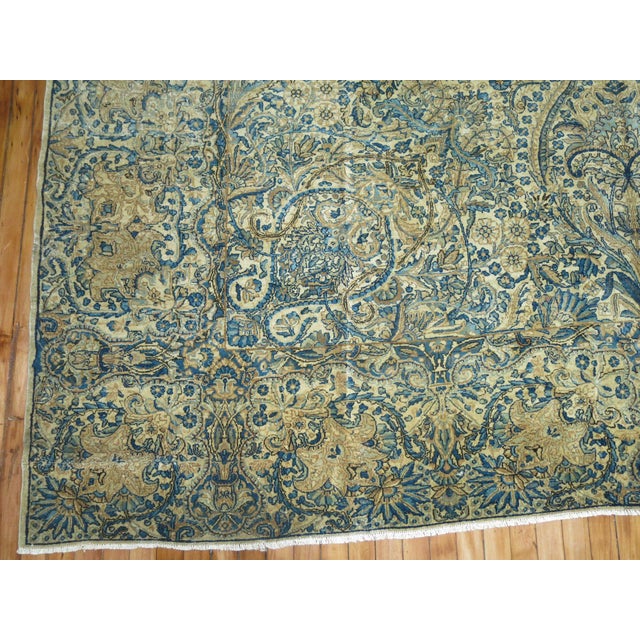 Antique Zabihi Collection Oversize Green Blue Persian Kerman Carpet - 9'6" x 17' For Sale In New York - Image 6 of 6