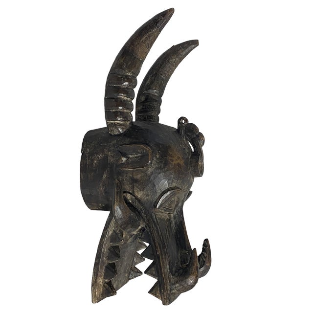 1980s Vintage Large Senufo African Fire Spitter Mask Wanyugo For Sale - Image 5 of 5