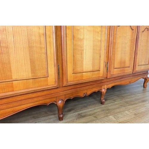 Wood Wardrobe Vintage French Louis Xvi Style Five Door Carved Armoire Lot 4845 For Sale - Image 7 of 13