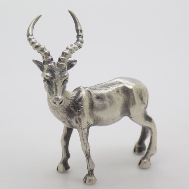 Vintage Italian Handmade Genuine Silver Ibex Animal Figurine Sculpture Miniature For Sale - Image 6 of 10