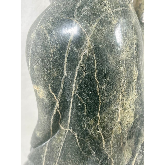 Mid 20th Century Large 13lb Vintage Inuit Stone Carving - Kneeling Figure in Parka, C. Mid-20th Century For Sale - Image 5 of 9