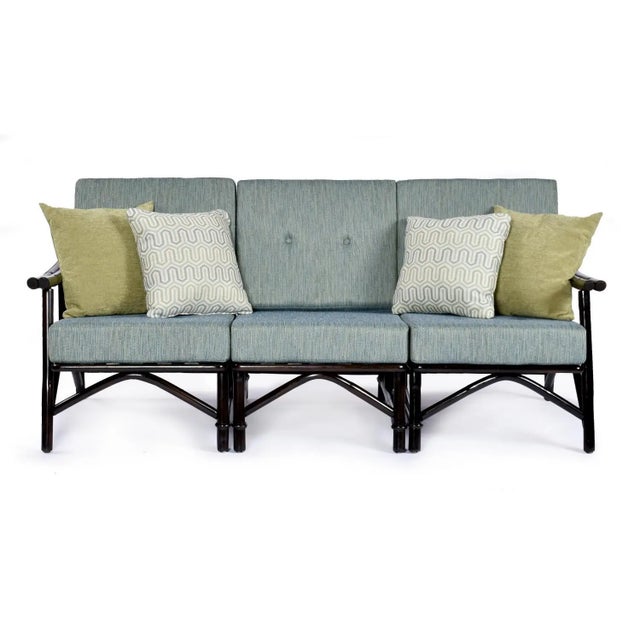 7-Piece John Wisner for Ficks Reed Far Horizons Rattan Modular Sofa Group For Sale - Image 6 of 11