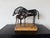 Vintage Brutalist Abstract Mare & Foal Metal Sculpture on Burl Wood Base For Sale - Image 4 of 16
