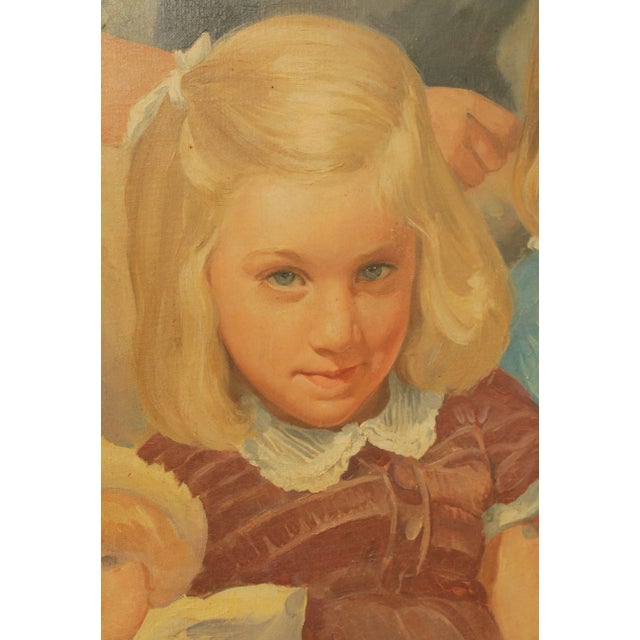 American 1940s Family Portrait Original Oil Painting, by Frederic