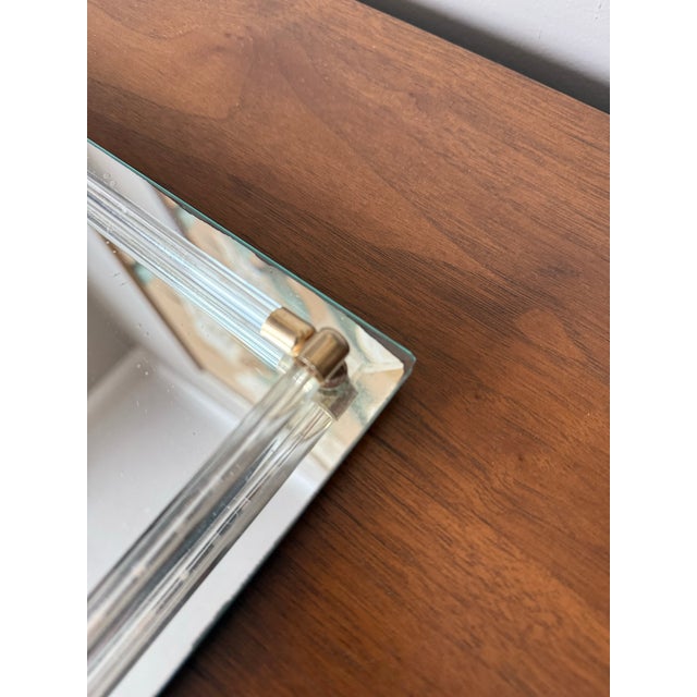 Metal Vintage Glass Mirror and Lucite Vanity Tray For Sale - Image 7 of 12
