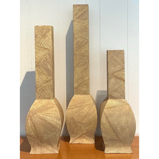 Vintage Snakeskin Trio of Vases For Sale In West Palm - Image 6 of 12