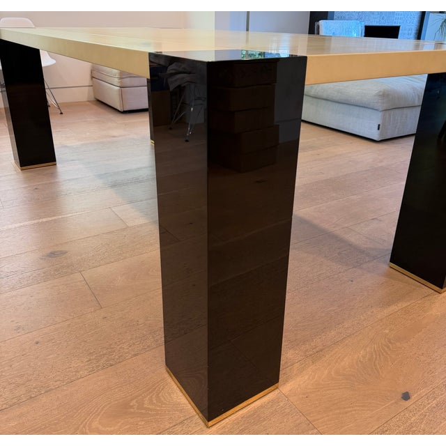 Wood Armani Casa Goatskin Parchment and Black Lacquer Dining Table For Sale - Image 7 of 11