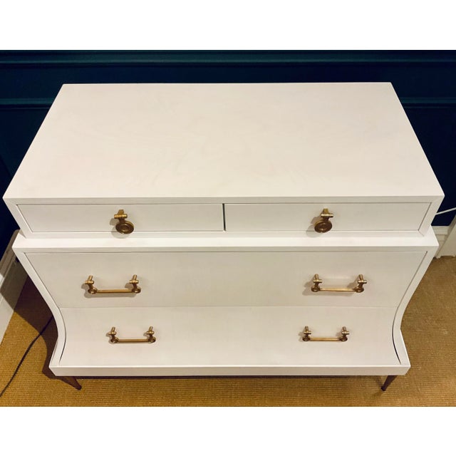 Modern Modern White and Gold Mansard Chest of Drawers For Sale - Image 3 of 6