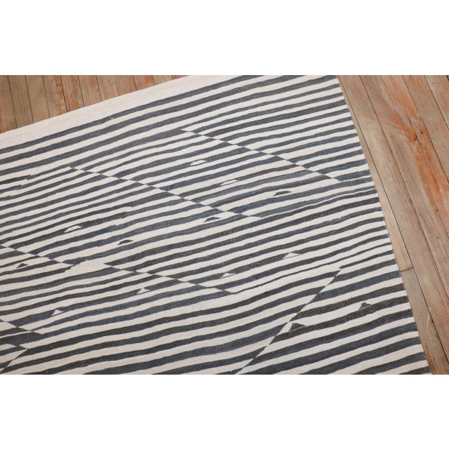 Black Zebra Style Vintage Persian Kilim - 8'4" x 9'6" For Sale - Image 8 of 9
