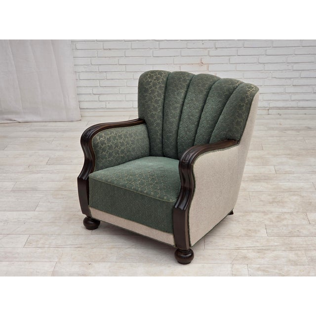 Danish Relax Chair in Furniture Wool and Oak Wood, 1960s For Sale - Image 16 of 18