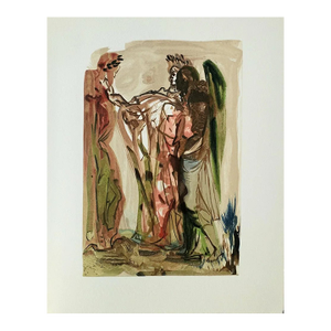 1960s Salvador Dali Woodcut Purgatory 11 the Proud Ones