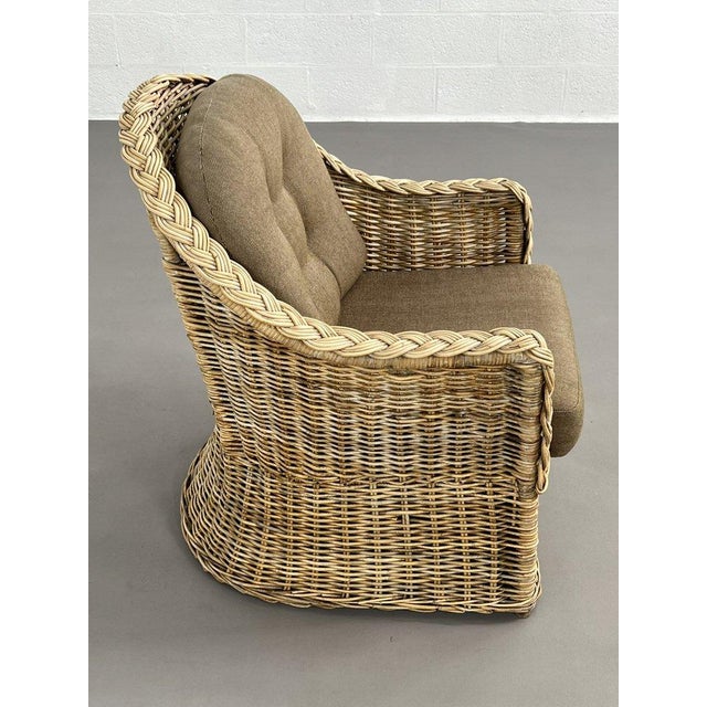 Wood Rattan and Wicker Convertible Chair For Sale - Image 7 of 8