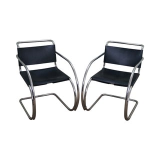 Knoll Ludwig Mies Van Der Rohe Chairs - Pair For Sale