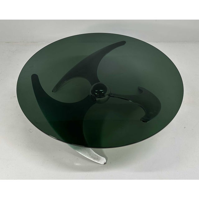 Italian Elica Table in Steel and Smoked Glass attributed to L. Campanini, 1970s For Sale - Image 10 of 12