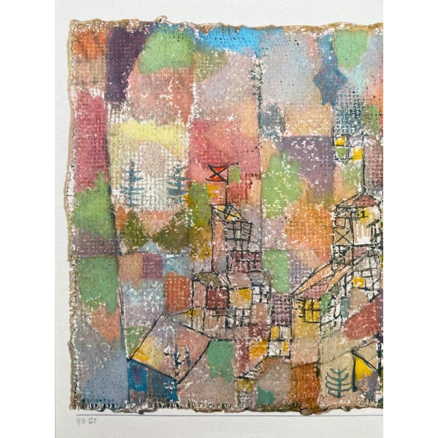 Mid-Century Modern Paul Klee Vintage 1969 Modernist Lithograph Print " Two Country Houses " 1918 For Sale - Image 3 of 13
