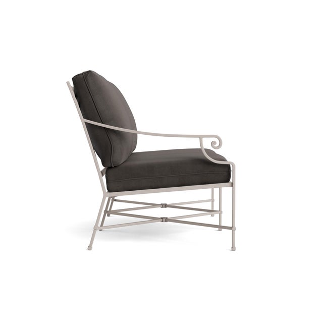 Contemporary Brown Jordan Venetian Left Arm Loveseat, Dove frame with Fusion Charcoal fabric For Sale - Image 3 of 11