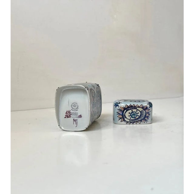 1960s Faience Cigarette Jar by Marianne Johnson for Royal Copenhagen, 1960s For Sale - Image 5 of 8