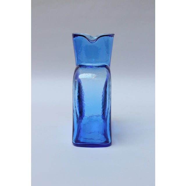 Vintage Blown Glass Azure Double Spout Pitcher by Blenko For Sale - Image 4 of 10