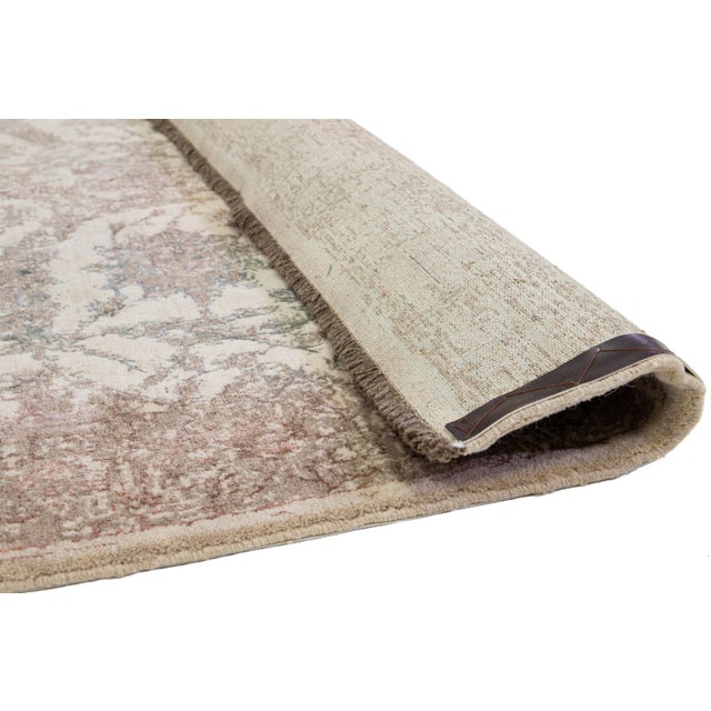 Turkish Modern Turkish Oushak Designed Wool Rug in Beige For Sale - Image 3 of 10