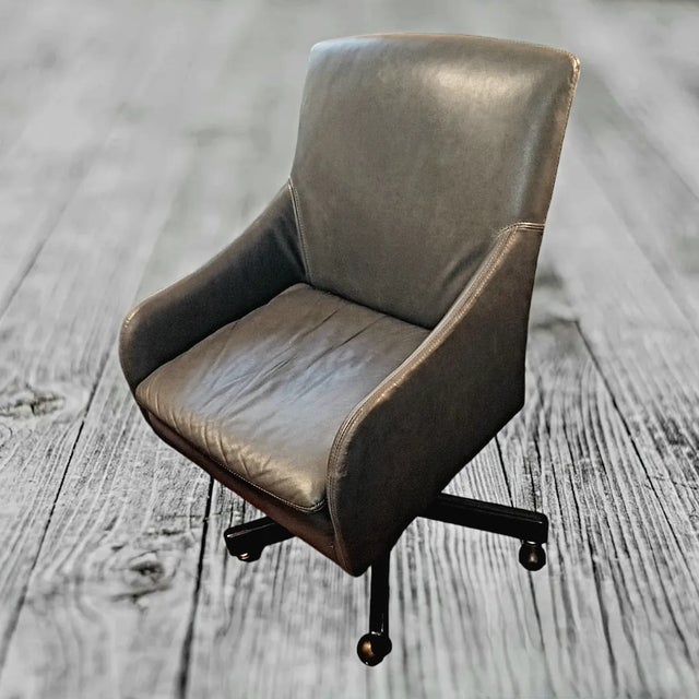 Lee Industries Custom Made Noble Rock Leather 5401-01dc Rolling Desk Chair For Sale - Image 12 of 12