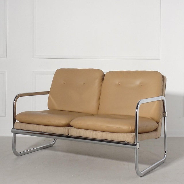 70 S Modern Chrome Lounge Loveseat Chairish