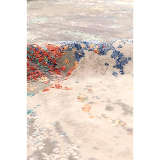 Modern Pasargad Home Modern Beige Silk & Wool Area Rug- 8'11'' X 12' 3'' For Sale - Image 3 of 6