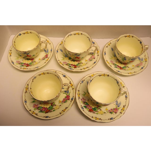 1930's Crown Staffordshire Cup and Saucers Set- 10 Pieces For Sale In Cincinnati - Image 6 of 11