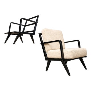 Brazilian Modern Armchair in Hardwood and Bouclé, Unknown, Brazil, 1960s For Sale