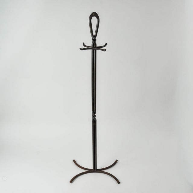 Vintage Iron Fireplace Tool Set Twisted Handles Five Piece Rustic Hearth Tools For Sale - Image 9 of 15