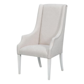 Upholstered Host Dining Chair in Ivory Chenille For Sale