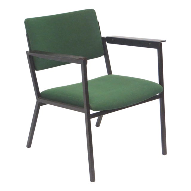 Vintage Green Armchair with Metal Frame, 1960s For Sale