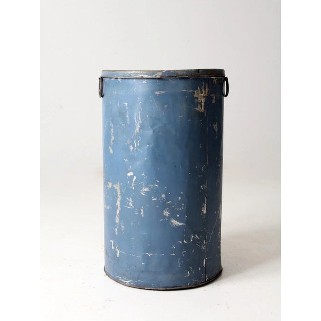 Blue Antique Metal Flour Bin For Sale - Image 8 of 13
