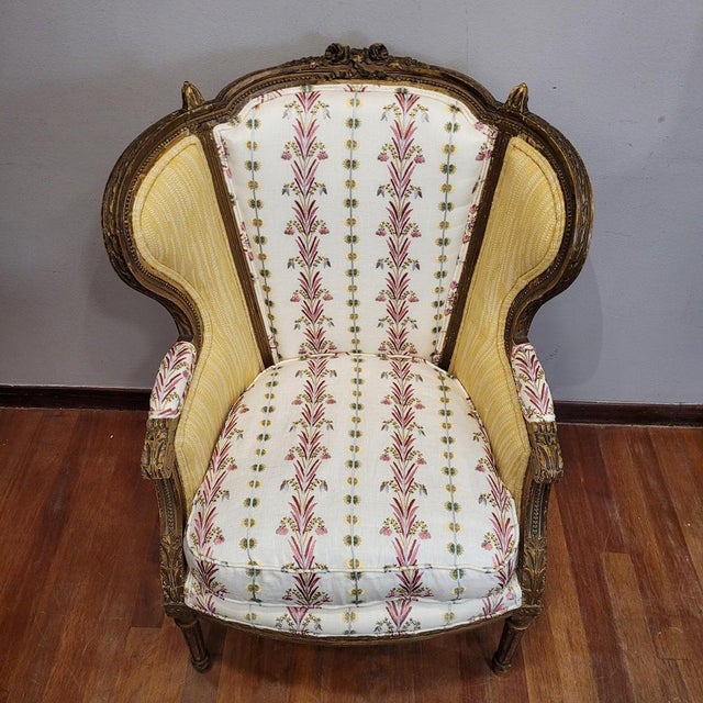 Napoleon III Wooden Corbeille Armchair with Pierre Frey Upholstery, France, 1820s For Sale - Image 9 of 18