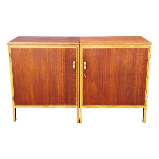 Futura Cabinets in Teak and Brass by David Rosén for Nordiska Kompaniet, 1950s, Set of 2 For Sale