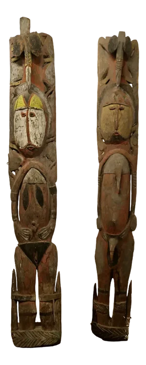 Very Tall African Marriage Figure Panels, 1800s, Set of 2