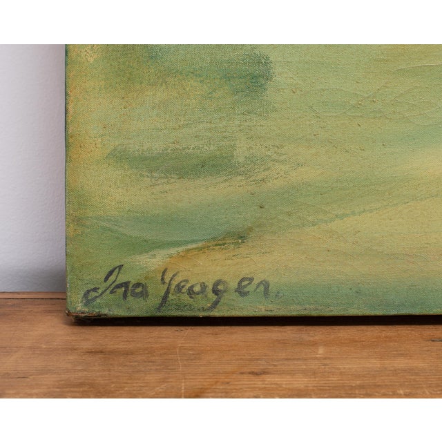 Wood Ira Yeager 20th C. Corfu Woman on Donkey Oil Canvas Painting 6 Ft For Sale - Image 7 of 18