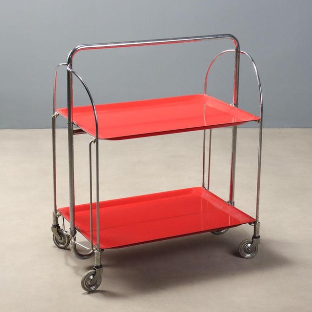 Vintage Serving Bar Cart from Bremshey Solingen, 1960s For Sale - Image 9 of 9