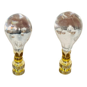 1930s Glass Drops With Bubbles Pair Lamp Finials