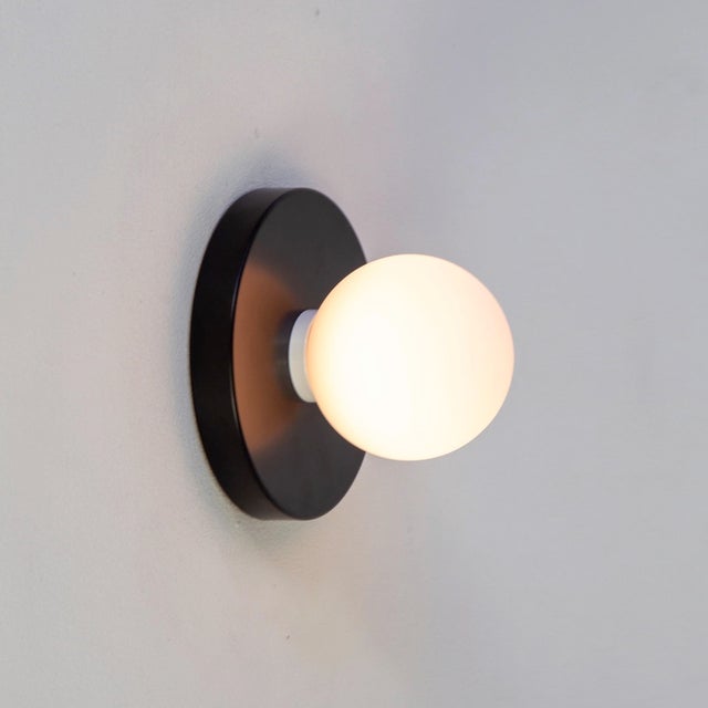 Metal Globe Sconce Black, 3 Inches Glass Globe, by Research.Lighting, Modern, Minimal For Sale - Image 7 of 7