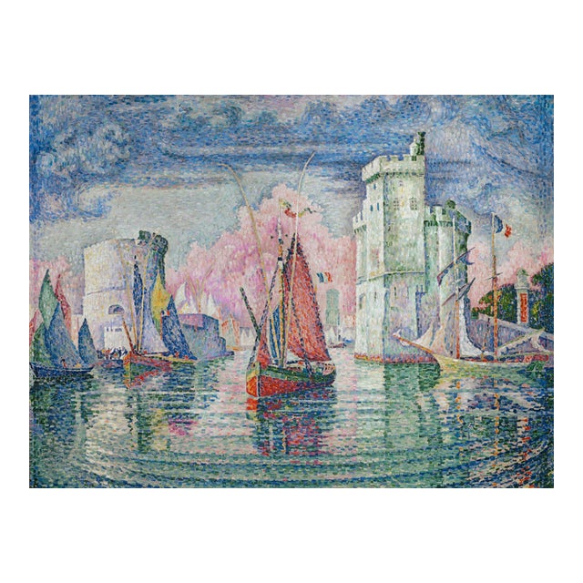 Vintage French Coastal Art Print – La Rochelle Sailboats by Paul Signac, 24" X 18" For Sale