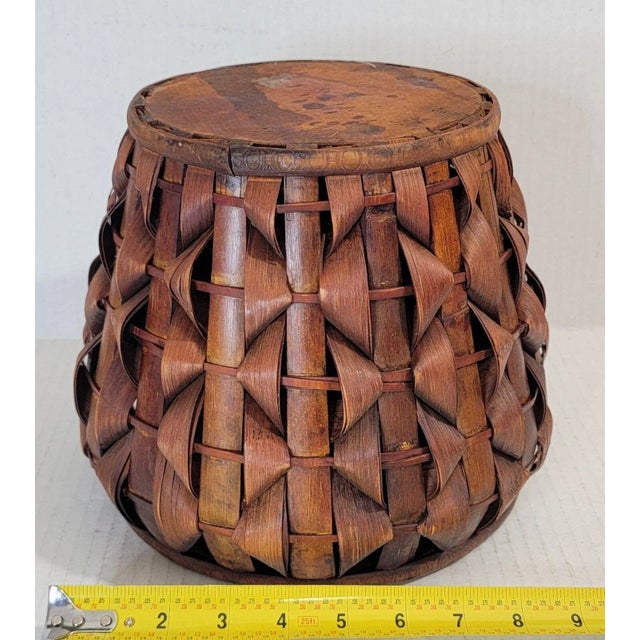 Vintage Artistic Japanese Split Woven Rattan Pencil Reed Planter For Sale - Image 6 of 12