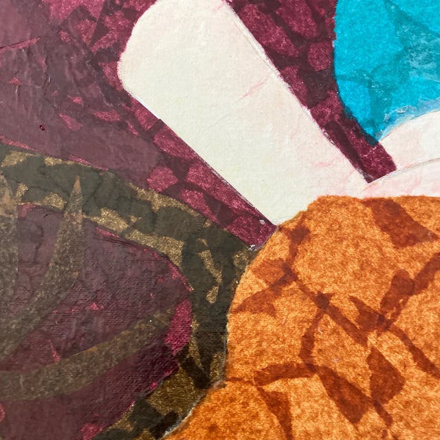 Figurative 1980’s Original Painting/Collage Mother & Child Signed For Sale - Image 3 of 8