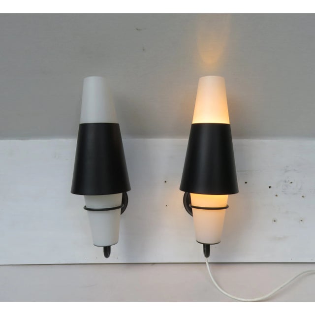 1950s Italian Black Glass Wall Lights, 1950s, Set of 2 For Sale - Image 5 of 18