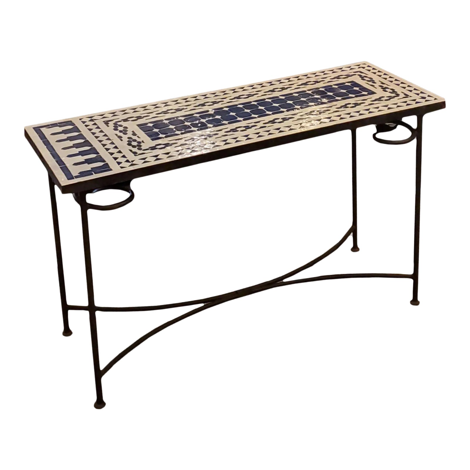 Moroccan Blue and White Mosaic Console Table Chairish